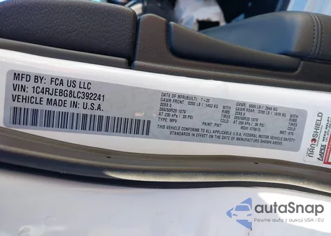 2020 Jeep Grand Cherokee Limited X 4X2 from USA, damaged, VIN 1C4RJEBG8LC392241